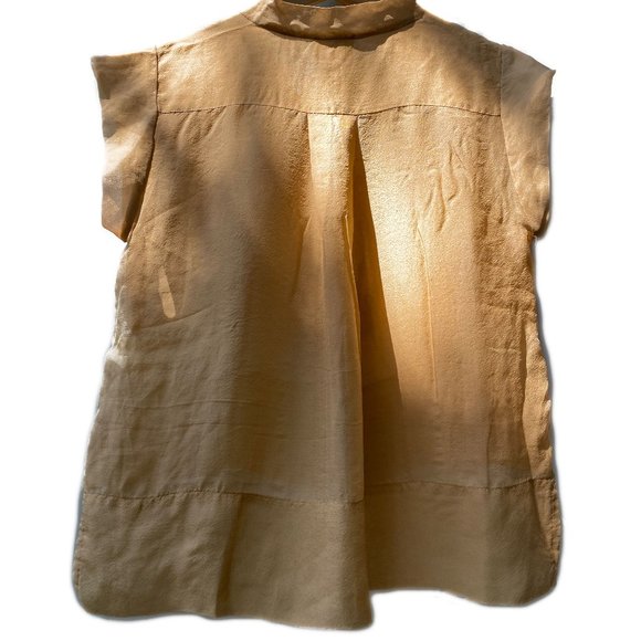 WILFRED LE FOU SILK SHEER CROP NUDE BLOUSE - Picture 2 of 3
